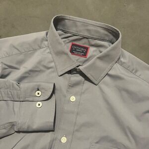 Untuckit Shirt Mens Medium Gray Slim‎ Fit Wrinkle Resistant Gironde Performance